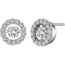 925 Stud Earrings Silver Dancing Diamond Jewelry
